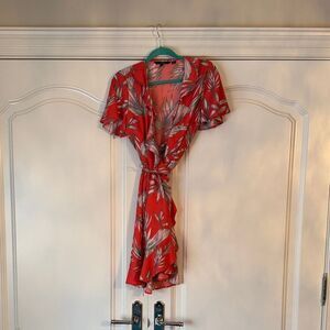 Vero Moda Red Leaf Print Mini Dress